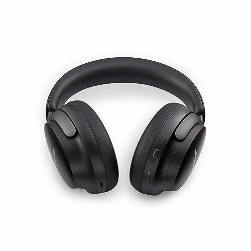 Black over-ear headphones on white background