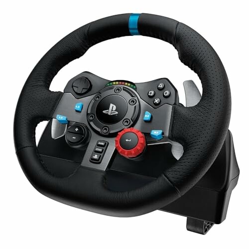 Gaming steering wheel with buttons and controls