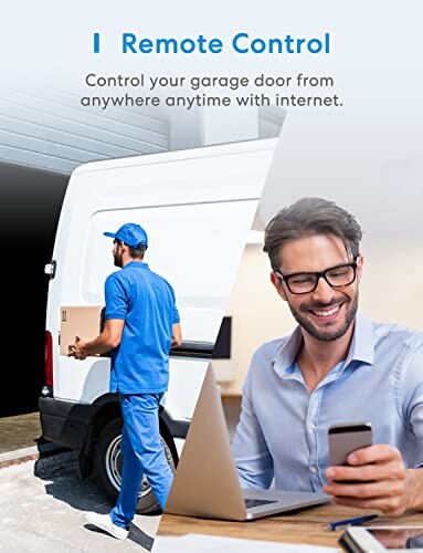 Person using smartphone for garage door remote control.