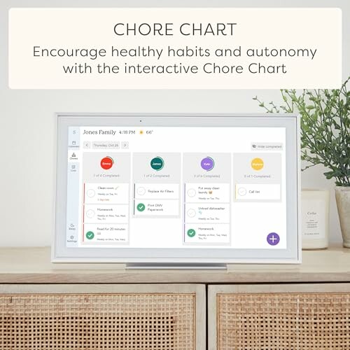 Interactive chore chart for family tasks.