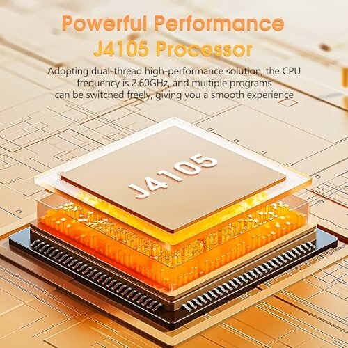 J4105 processor with powerful performance, dual-thread high-performance solution.