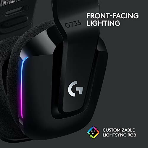 Logitech G733 headset with front-facing lighting.