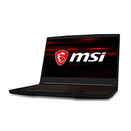 MSI gaming laptop with open screen displaying MSI logo